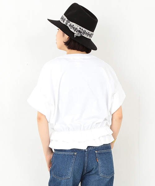 BEAMS BOY（ビームスボーイ）の「les Briqu'a braque /  Wドレープ Tシャツ（Tシャツ/カットソー・レディース・ホワイト/グレー・ONE SIZE）」の6枚目の写真