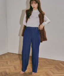 【おとなデニム】デニムワイドパンツ≪洗濯機で洗える≫