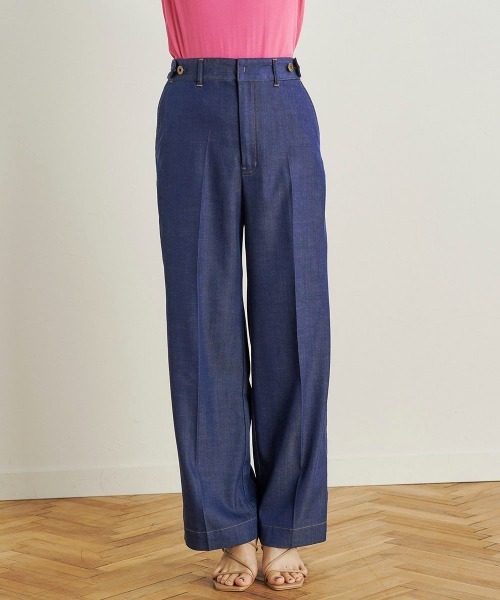 Droite lautreamont(ドロワットロートレアモン)の「【おとなデニム】デニムワイドパンツ≪洗濯機で洗える≫(デニムパンツ・レディース・ネイビー/ブラック・M/S)」の6枚目の写真