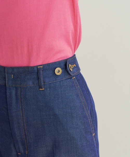 Droite lautreamont(ドロワットロートレアモン)の「【おとなデニム】デニムワイドパンツ≪洗濯機で洗える≫(デニムパンツ・レディース・ネイビー/ブラック・M/S)」の7枚目の写真