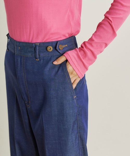 Droite lautreamont(ドロワットロートレアモン)の「【おとなデニム】デニムワイドパンツ≪洗濯機で洗える≫(デニムパンツ・レディース・ネイビー/ブラック・M/S)」の9枚目の写真