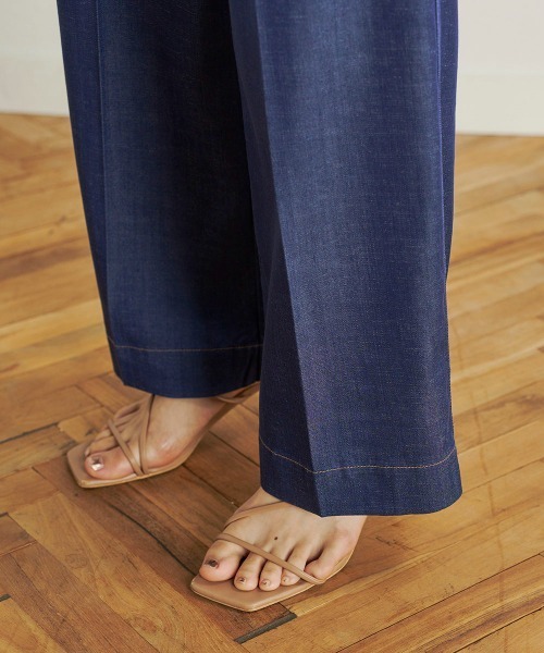 Droite lautreamont(ドロワットロートレアモン)の「【おとなデニム】デニムワイドパンツ≪洗濯機で洗える≫(デニムパンツ・レディース・ネイビー/ブラック・M/S)」の10枚目の写真