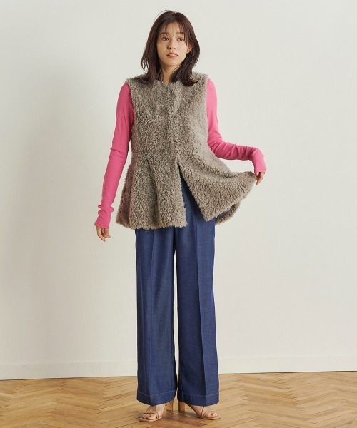 Droite lautreamont(ドロワットロートレアモン)の「【おとなデニム】デニムワイドパンツ≪洗濯機で洗える≫(デニムパンツ・レディース・ネイビー/ブラック・M/S)」の15枚目の写真