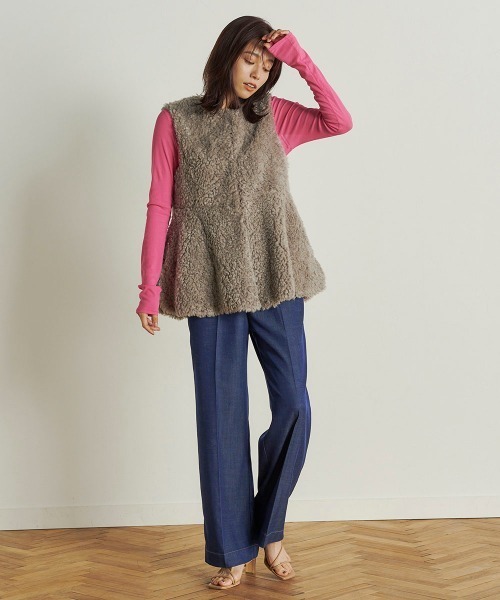 Droite lautreamont(ドロワットロートレアモン)の「【おとなデニム】デニムワイドパンツ≪洗濯機で洗える≫(デニムパンツ・レディース・ネイビー/ブラック・M/S)」の16枚目の写真