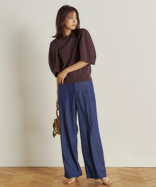 Droite lautreamont(ドロワットロートレアモン)の「【おとなデニム】デニムワイドパンツ≪洗濯機で洗える≫(デニムパンツ・レディース・ネイビー/ブラック・M/S)」の18枚目の写真