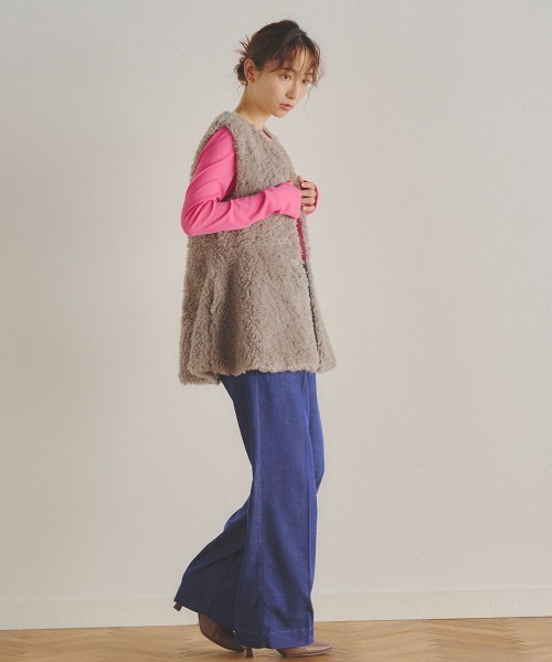 Droite lautreamont(ドロワットロートレアモン)の「【おとなデニム】デニムワイドパンツ≪洗濯機で洗える≫(デニムパンツ・レディース・ネイビー/ブラック・M/S)」の19枚目の写真