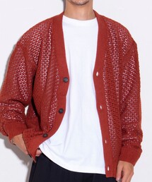 GLOSTER | 【ユニセックス】クロシェ編みカーディガン 透かし編みニット メッシュカーデ(カーディガン/ボレロ)