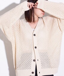 GLOSTER | 【ユニセックス】クロシェ編みカーディガン 透かし編みニット メッシュカーデ(カーディガン/ボレロ)