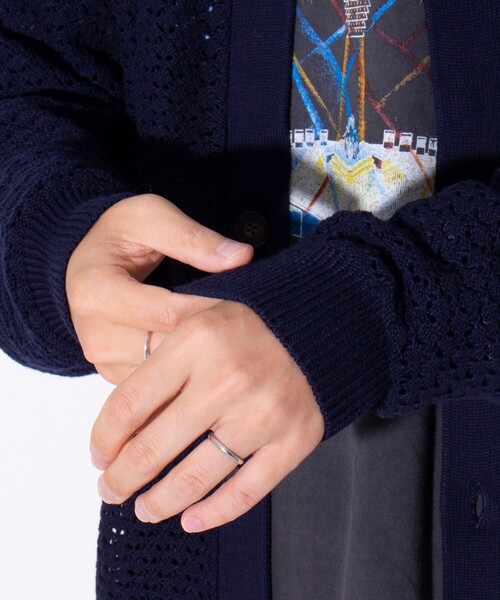 GLOSTER（グロスター）の「【ユニセックス】クロシェ編みカーディガン 透かし編みニット メッシュカーデ（カーディガン/ボレロ・メンズ・ネイビー/オリーブ/アイボリー/オレンジ・L/M/S）」の12枚目の写真