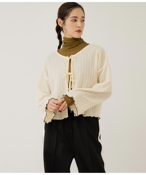 ANAP（アナップ）の「前後2WAY シアーリボン カーディガン 長袖（カーディガン/ボレロ・レディース・グレー/アイボリー/ブラック・FREE）」の9枚目の写真