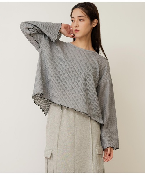 ANAP（アナップ）の「前後2WAY シアーリボン カーディガン 長袖（カーディガン/ボレロ・レディース・グレー/アイボリー/ブラック・FREE）」の7枚目の写真