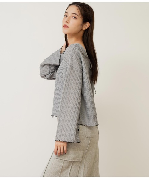 ANAP（アナップ）の「前後2WAY シアーリボン カーディガン 長袖（カーディガン/ボレロ・レディース・グレー/アイボリー/ブラック・FREE）」の19枚目の写真