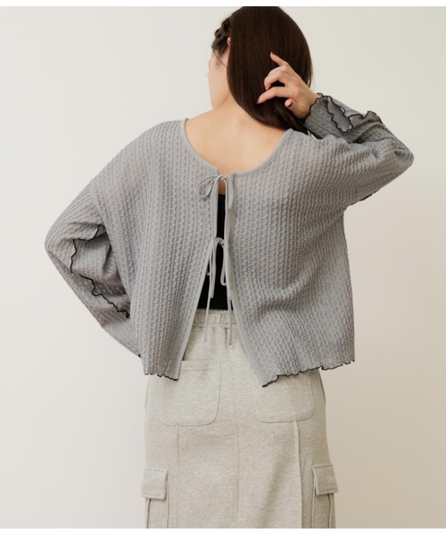 ANAP（アナップ）の「前後2WAY シアーリボン カーディガン 長袖（カーディガン/ボレロ・レディース・グレー/アイボリー/ブラック・FREE）」の5枚目の写真