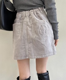 NC刺繍コール天台形ミニスカート