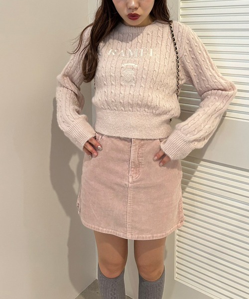 one after another NICE CLAUP(ワンアフターアナザーナイスクラップ)の「NC刺繍コール天台形ミニスカート(スカート・レディース・ライトグレー/ピンク/アイボリー/ネイビー・FREE)」の17枚目の写真