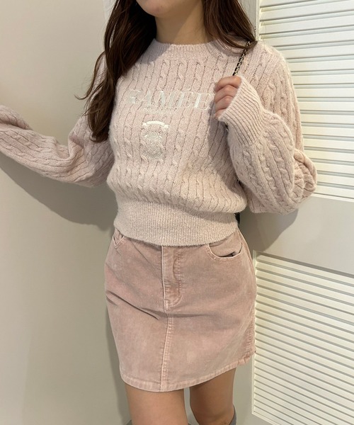 one after another NICE CLAUP(ワンアフターアナザーナイスクラップ)の「NC刺繍コール天台形ミニスカート(スカート・レディース・ライトグレー/ピンク/アイボリー/ネイビー・FREE)」の15枚目の写真