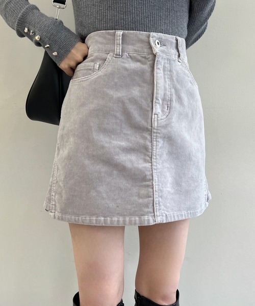 one after another NICE CLAUP(ワンアフターアナザーナイスクラップ)の「NC刺繍コール天台形ミニスカート(スカート・レディース・ライトグレー/ピンク/アイボリー/ネイビー・FREE)」の21枚目の写真