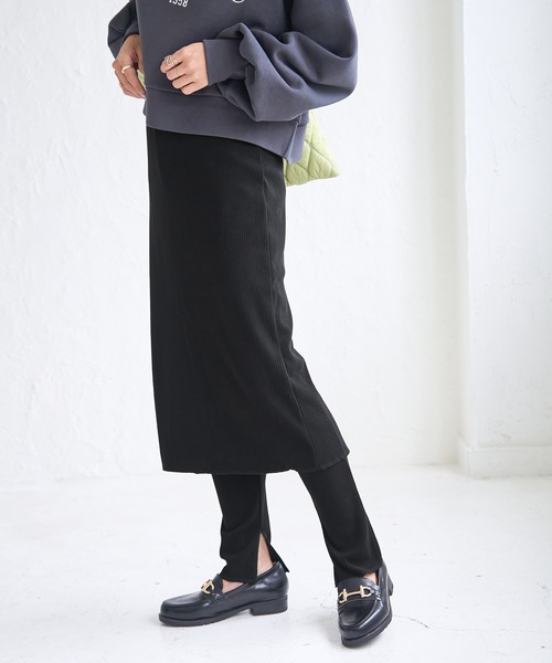 ROPE' PICNIC（ロペピクニック）の「リブスカート付きカットパンツ（その他パンツ・レディース・ブラック/カーキ・40/38）」の2枚目の写真