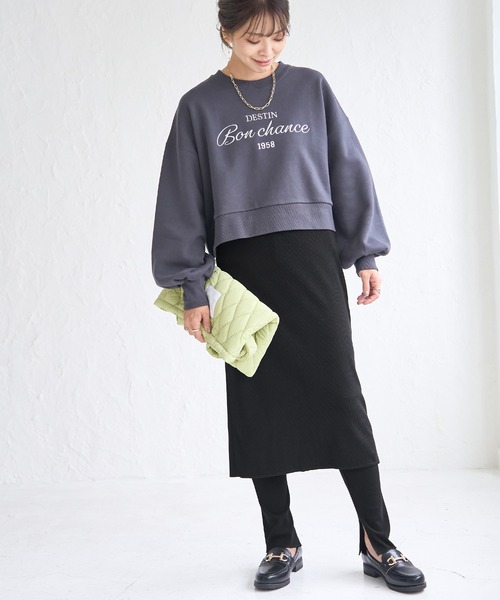 ROPE' PICNIC（ロペピクニック）の「リブスカート付きカットパンツ（その他パンツ・レディース・ブラック/カーキ・40/38）」の3枚目の写真