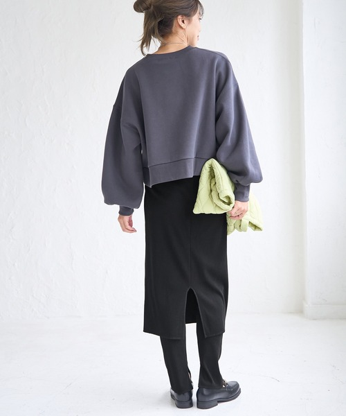 ROPE' PICNIC（ロペピクニック）の「リブスカート付きカットパンツ（その他パンツ・レディース・ブラック/カーキ・40/38）」の5枚目の写真