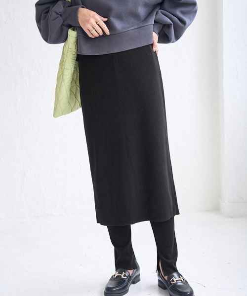 ROPE' PICNIC（ロペピクニック）の「リブスカート付きカットパンツ（その他パンツ・レディース・ブラック/カーキ・40/38）」の6枚目の写真