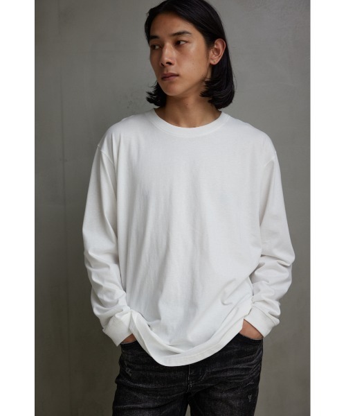 AZUL by moussy（アズールバイマウジー）の「ラウンドヘムロングTシャツ（Tシャツ/カットソー・メンズ・ホワイト・LARGE/MEDIUM）」の3枚目の写真