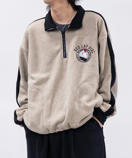 Red Cap Girl（レッドキャプガール）の「【a-r】〔Red Cap Girl/レッドキャップガール〕 サイドライン フリースハーフジッププルオーバー（スウェット・メンズ・ベージュ/チャコールグレー/アイボリー/ブラック/グレー/オートミール/ブラック系その他・LARGE/MEDIUM/X-LARGE）」の13枚目の写真