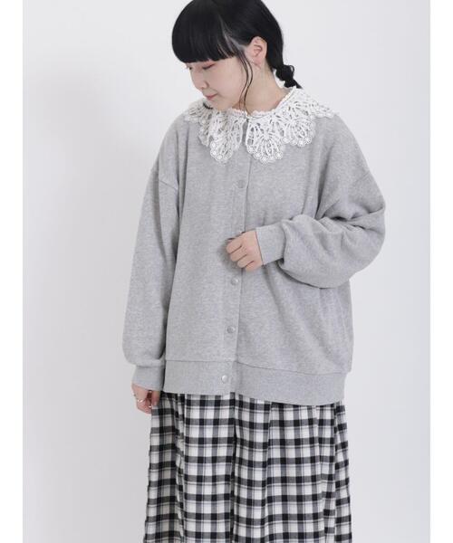 Samansa Mos2（サマンサ モスモス）の「飛び裏毛スナップボタンカーディガン（カーディガン/ボレロ・レディース・キナリ/ブラック/グレー/レッド・F）」の3枚目の写真