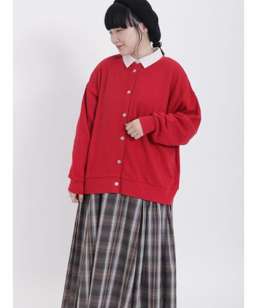 Samansa Mos2（サマンサ モスモス）の「飛び裏毛スナップボタンカーディガン（カーディガン/ボレロ・レディース・キナリ/ブラック/グレー/レッド・F）」の9枚目の写真