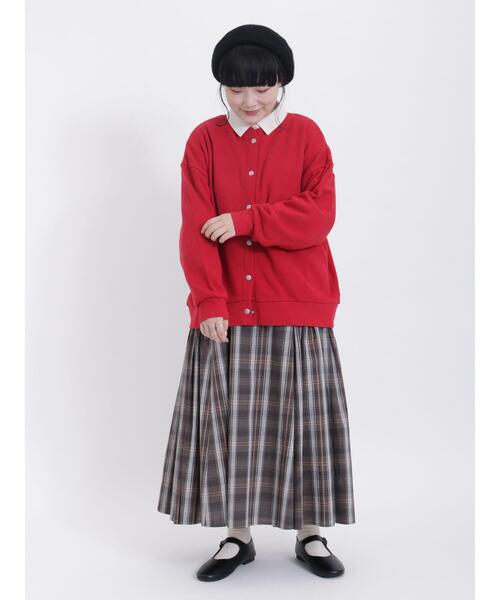 Samansa Mos2（サマンサ モスモス）の「飛び裏毛スナップボタンカーディガン（カーディガン/ボレロ・レディース・キナリ/ブラック/グレー/レッド・F）」の11枚目の写真