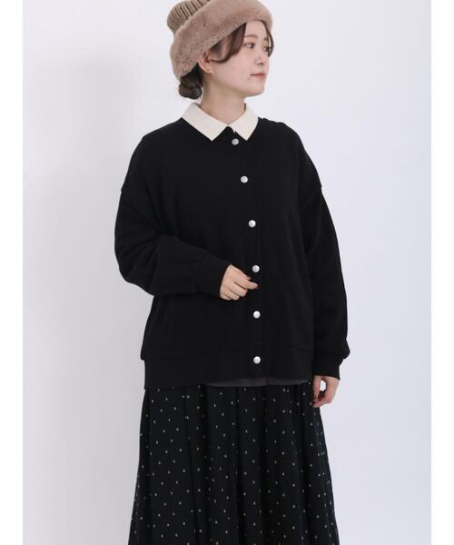 Samansa Mos2（サマンサ モスモス）の「飛び裏毛スナップボタンカーディガン（カーディガン/ボレロ・レディース・キナリ/ブラック/グレー/レッド・F）」の12枚目の写真