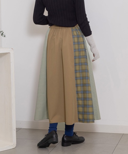 POU DOU DOU（プードゥドゥ）の「切り替えキルト風スカート（スカート・レディース・グリーン/ベージュ/グレー・3）」の7枚目の写真