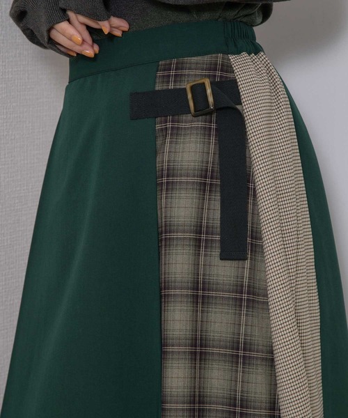 POU DOU DOU（プードゥドゥ）の「切り替えキルト風スカート（スカート・レディース・グリーン/ベージュ/グレー・3）」の19枚目の写真