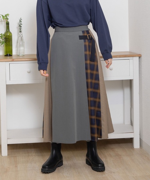 POU DOU DOU（プードゥドゥ）の「切り替えキルト風スカート（スカート・レディース・グリーン/ベージュ/グレー・3）」の20枚目の写真