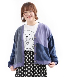 ScoLar（スカラー）の「133689：ボア×フランネル切替カーディガン（カーディガン/ボレロ）」