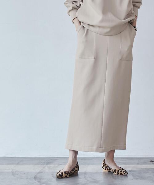 coen（コーエン）の「REVERSEWARMナロースカート（WEB限定カラー）（スカート・レディース・ブラック/オリーブ/ナチュラル/ライトグレー/ダークグレー・M/L）」の3枚目の写真