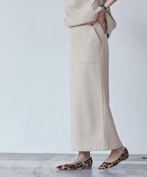 coen（コーエン）の「REVERSEWARMナロースカート（WEB限定カラー）（スカート・レディース・ブラック/オリーブ/ナチュラル/ライトグレー/ダークグレー・M/L）」の6枚目の写真