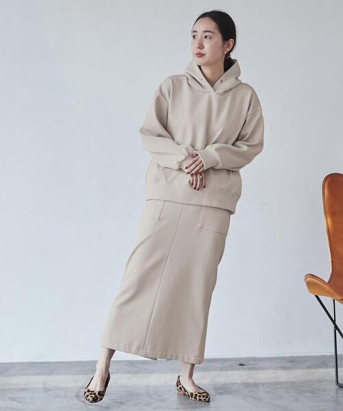 coen（コーエン）の「REVERSEWARMナロースカート（WEB限定カラー）（スカート・レディース・ブラック/オリーブ/ナチュラル/ライトグレー/ダークグレー・M/L）」の9枚目の写真