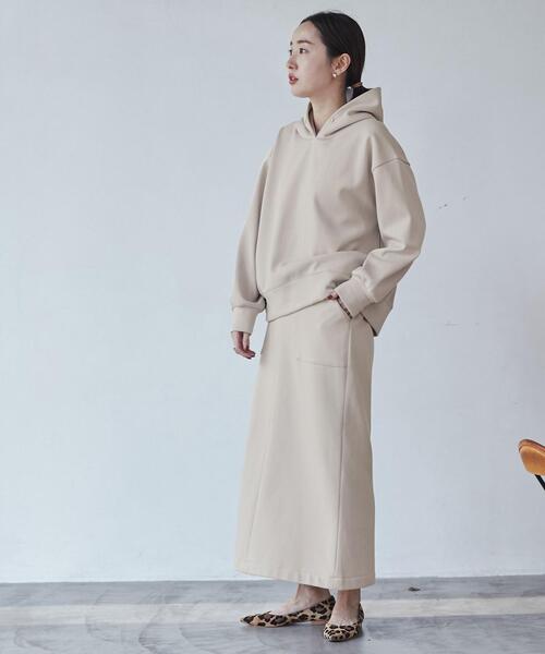 coen（コーエン）の「REVERSEWARMナロースカート（WEB限定カラー）（スカート・レディース・ブラック/オリーブ/ナチュラル/ライトグレー/ダークグレー・M/L）」の10枚目の写真