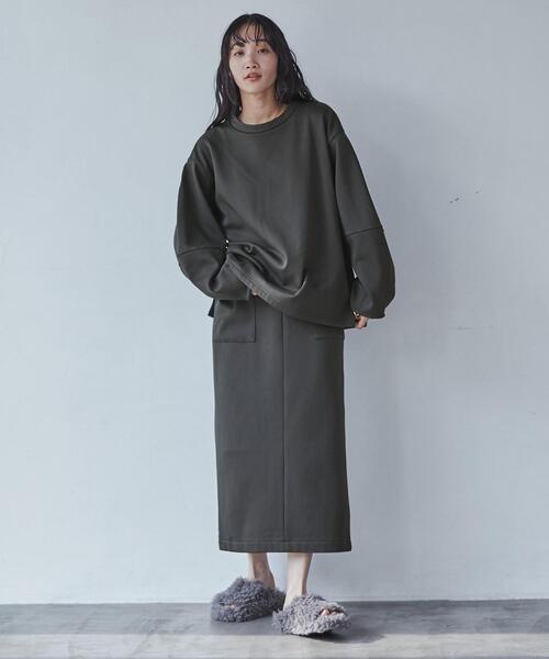 coen（コーエン）の「REVERSEWARMナロースカート（WEB限定カラー）（スカート・レディース・ブラック/オリーブ/ナチュラル/ライトグレー/ダークグレー・M/L）」の16枚目の写真