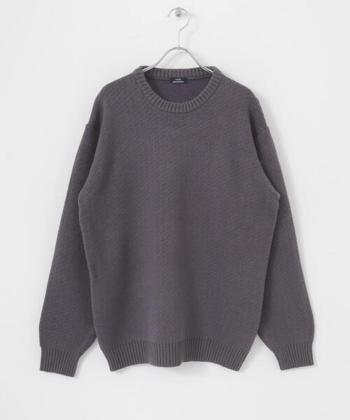 ITEMS URBANRESEARCH（アイテムズ アーバンリサーチ）の「Mウォッシャブル バーズアイ クルーニット（ニット/セーター・メンズ・グレー/ブラック/ネイビー・MEDIUM/LARGE）」の8枚目の写真