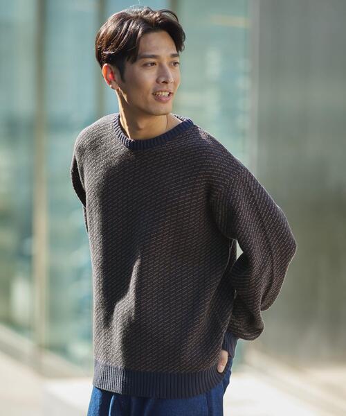 ITEMS URBANRESEARCH（アイテムズ アーバンリサーチ）の「Mウォッシャブル バーズアイ クルーニット（ニット/セーター・メンズ・グレー/ブラック/ネイビー・MEDIUM/LARGE）」の12枚目の写真