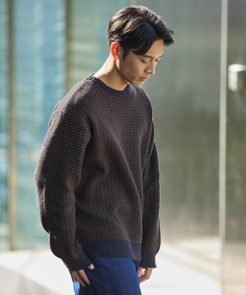 ITEMS URBANRESEARCH（アイテムズ アーバンリサーチ）の「Mウォッシャブル バーズアイ クルーニット（ニット/セーター・メンズ・グレー/ブラック/ネイビー・MEDIUM/LARGE）」の14枚目の写真