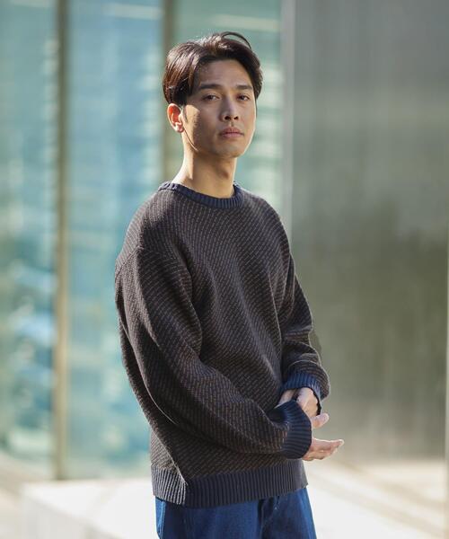 ITEMS URBANRESEARCH（アイテムズ アーバンリサーチ）の「Mウォッシャブル バーズアイ クルーニット（ニット/セーター・メンズ・グレー/ブラック/ネイビー・MEDIUM/LARGE）」の15枚目の写真