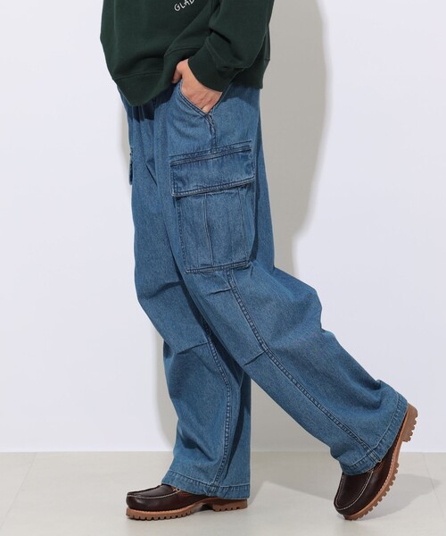 BEAMS HEART（ビームスハート）の「【2色展開】ワイド デニム カーゴパンツ（デニムパンツ・メンズ・インディゴブルー/ブラック・L/M/S）」の2枚目の写真