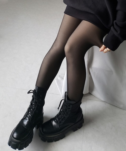 me+em select(ミームセレクト)の「【 220デニール 】あったか裏起毛ストッキングフェイクタイツ(タイツ/ストッキング・レディース・ブラック・FREE)」の1枚目の写真
