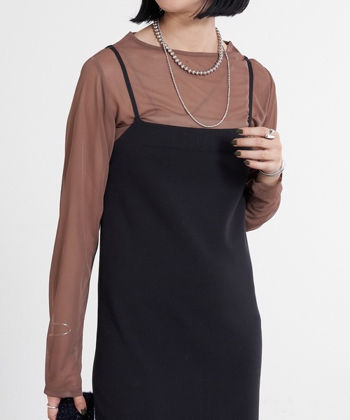 SHENERY（シーナリー）の「シアーカットソー（Tシャツ/カットソー・レディース・オフホワイト/ブラック/グレー/ブラウン・FREE）」の4枚目の写真