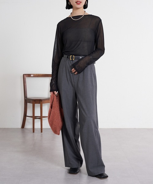 SHENERY（シーナリー）の「シアーカットソー（Tシャツ/カットソー・レディース・オフホワイト/ブラック/グレー/ブラウン・FREE）」の21枚目の写真