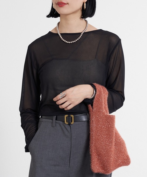 SHENERY（シーナリー）の「シアーカットソー（Tシャツ/カットソー・レディース・オフホワイト/ブラック/グレー/ブラウン・FREE）」の10枚目の写真