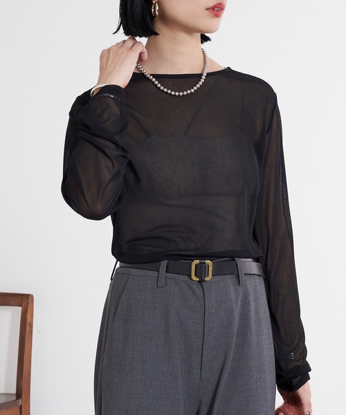 SHENERY（シーナリー）の「シアーカットソー（Tシャツ/カットソー・レディース・オフホワイト/ブラック/グレー/ブラウン・FREE）」の12枚目の写真